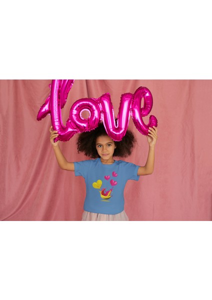 Kız Çocuk Pamuk Kalp Sweat Baskılı Kısa Kol Tshirt fiyatları