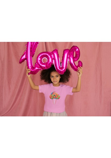 Kız Çocuk Pamuk Lolipop Baskılı Kısa Kol Tshirt fiyatları
