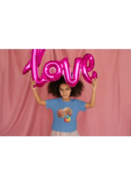 Kız Çocuk Pamuk Şeker Topları Baskılı Kısa Kol Tshirt fiyatları