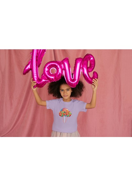 Kız Çocuk Pamuk Lolipop Baskılı Kısa Kol Tshirt fiyatları