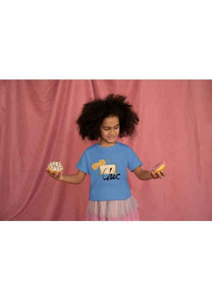 Kız Çocuk Pamuk So Chic 2 Çanta Baskılı Kısa Kol Tshirt