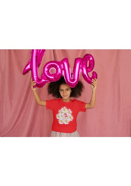 Kız Çocuk Pamuk Papatya Baskılı Kısa Kol Tshirt fiyatları