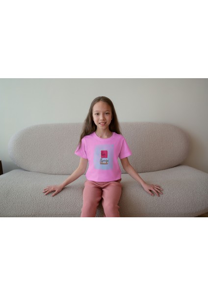 Kız Çocuk Pamuk Salıncak Baskılı Kısa Kol Tshirt modelleri