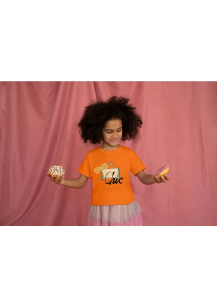 Kız Çocuk Pamuk So Chic 2 Çanta Baskılı Kısa Kol Tshirt