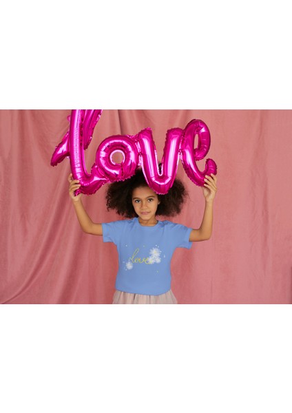 Kız Çocuk Premium Love Papatya Baskılı Kısa Kol Tshirt
