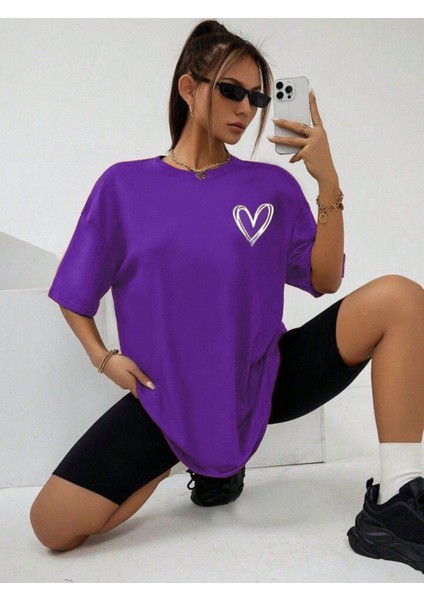 Mini Kalp Baskılı Unisex T-Shirt