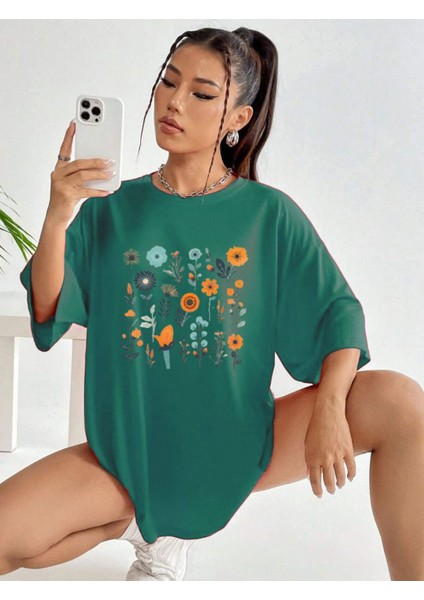 Çiçek Baskılı Unisex T-Shirt fiyatları