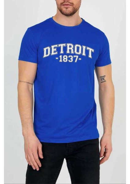 Unisex Detroit Baskılı T-Shirt