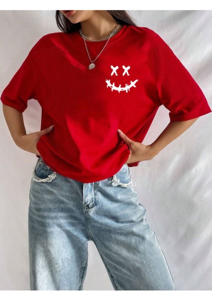 Gülen Yüz Baskı Unisex T-Shirt