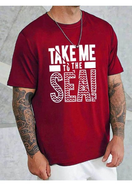 Unisex Take Me Baskılı Bisiklet Yaka T-Shirt