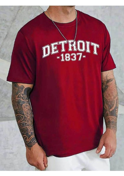 Unisex Detroit Baskılı T-Shirt