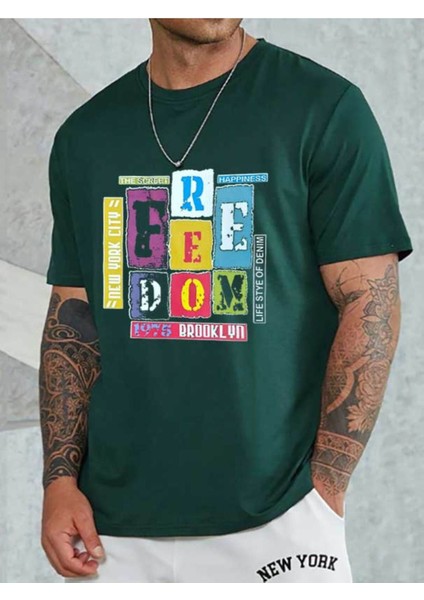 Feedom Baskılı Unisex Bisiklet Yaka T-Shirt fiyatları