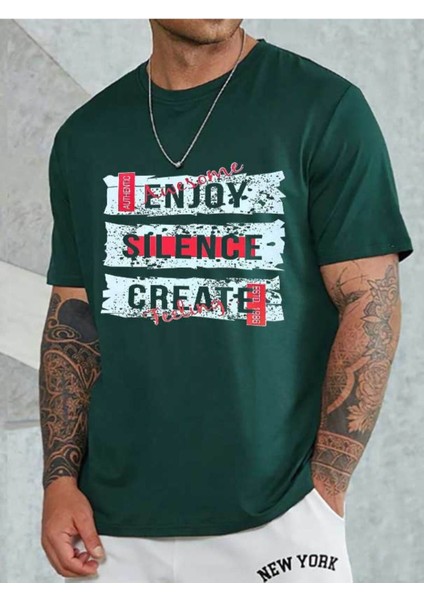 Enjoy Baskılı Unisex Bisiklet Yaka T-Shirt fiyatları