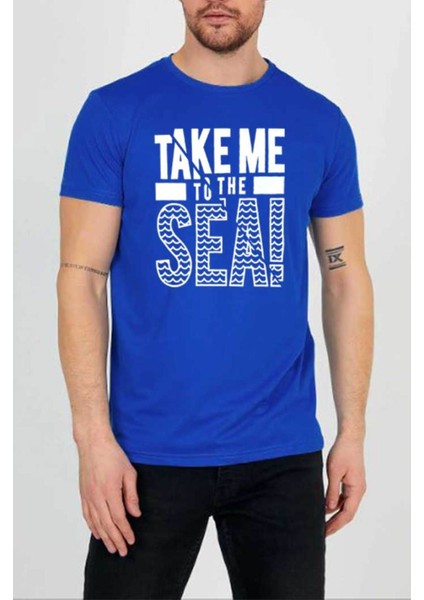 Unisex Take Me Baskılı Bisiklet Yaka T-Shirt