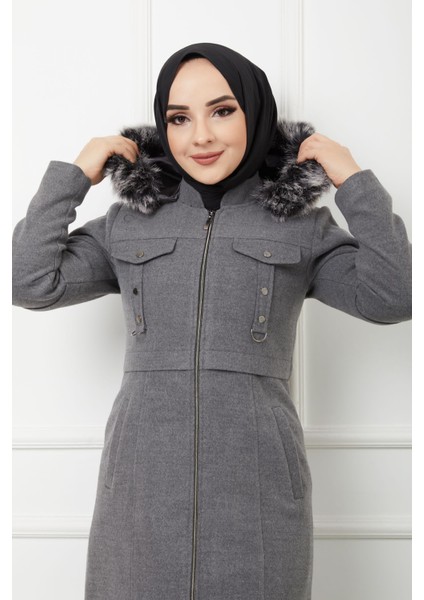 Kadın Tam Boy Astarlı Kapşonlu Özaltay Kaşe Kaban fiyatları