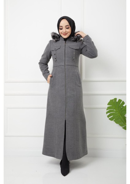 Kadın Tam Boy Astarlı Kapşonlu Özaltay Kaşe Kaban modelleri