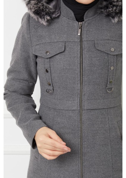 Kadın Tam Boy Astarlı Kapşonlu Özaltay Kaşe Kaban fırsatları