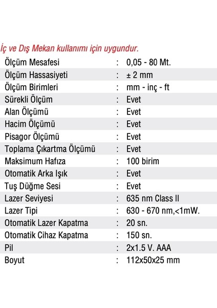 Lazer Metre 80 Metre
