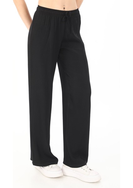 Flosh Viskon Oversize Pantolon-Siyah