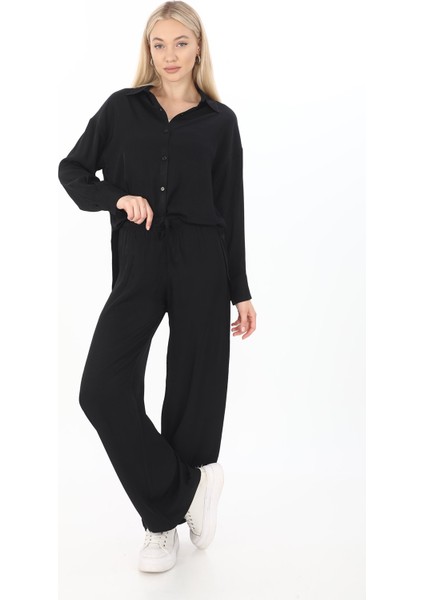 Flosh Viskon Oversize Pantolon-Siyah fırsatları