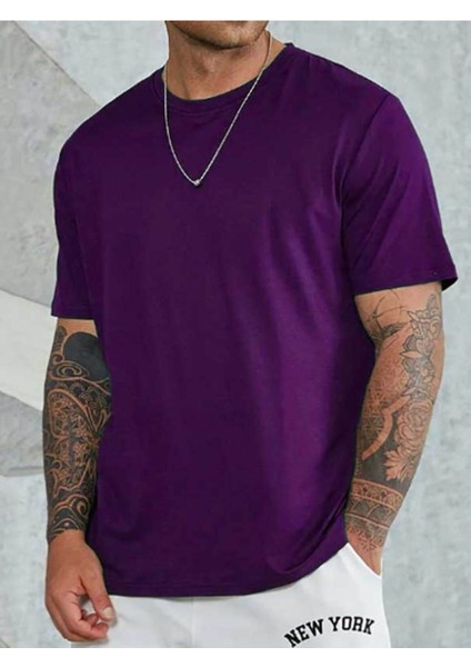 Unisex Pamuklu Bisiklet Yaka T-Shirt