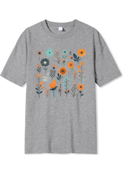 Çiçek Baskılı Unisex T-Shirt