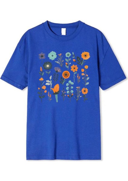 Çiçek Baskılı Unisex T-Shirt