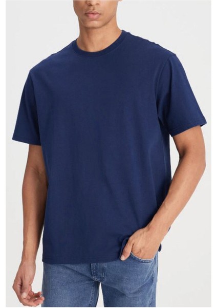 Unisex Pamuklu Bisiklet Yaka T-Shirt