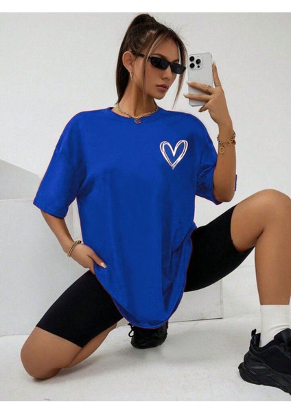 Mini Kalp Baskılı Unisex T-Shirt