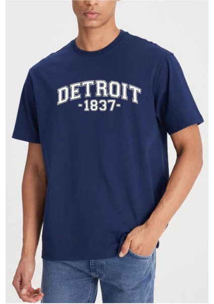 Unisex Detroit Baskılı T-Shirt