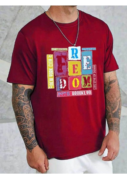 Feedom Baskılı Unisex Bisiklet Yaka T-Shirt fiyatları