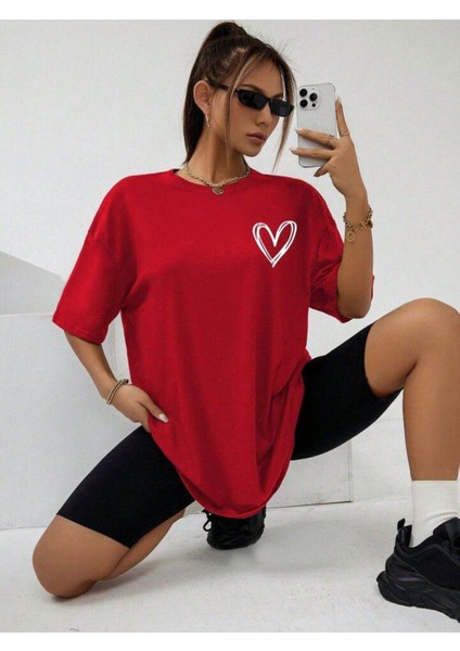 Mini Kalp Baskılı Unisex T-Shirt