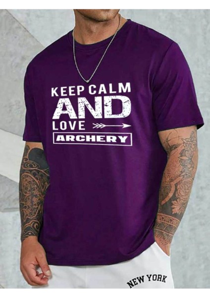 Unisex Keep Calm Bisiklet Yaka T-Shirt