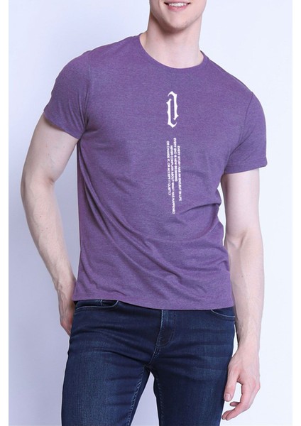 Dikey Baskılı Erkek T-Shirt