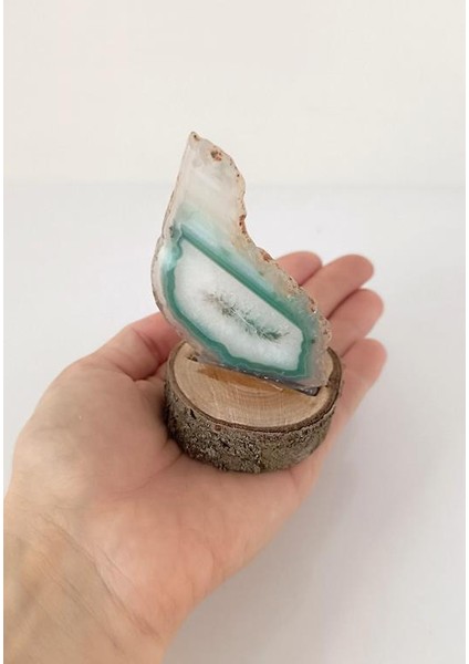 Doğal Taş Plaka Yeşil Akik Ahşap Standlı Dekoratif Obje Biblo Traverten fiyatları