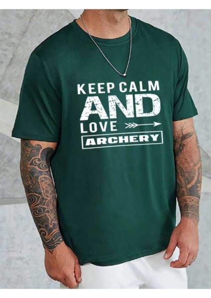 Unisex Keep Calm Bisiklet Yaka T-Shirt