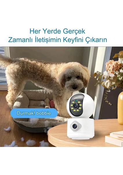 Çift Lensli Kablosuz Renkli Gece Görüşü 4mp Iç Mekan Dış Mekan Sesli 1080P Güvenlik Kamerası modelleri