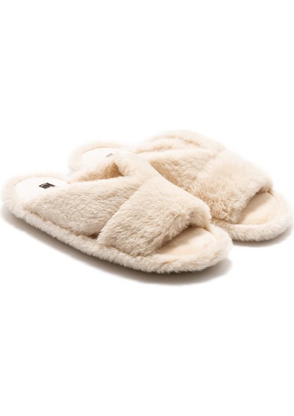 Moli Peluş Kadın Ev Terliği Bej 36/41
