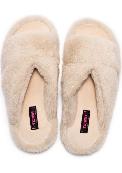 Moli Peluş Kadın Ev Terliği Bej 36/41