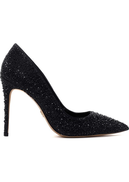 Kadın Siyah Taşlı Yüksek Ince Topuklu Stiletto 24Wfd1203Ts