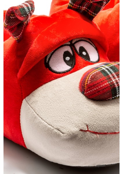 Badi Kadın,Garson Boy Hayvanlı Panduf Kırmızı 36/41