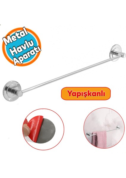 Yapışkanlı Banyo Mutfak Metal Krom Bez Havluluk Bez Havlu Standı Askısı Paslanmaz 42 cm