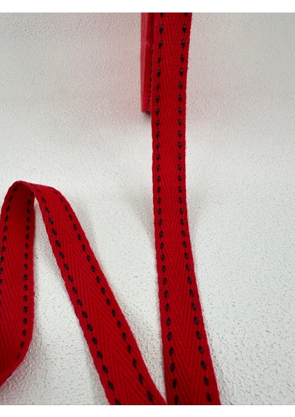 1.5 cm Çizgili Balıksırtı Şerit-5 Metre-Kırmızı