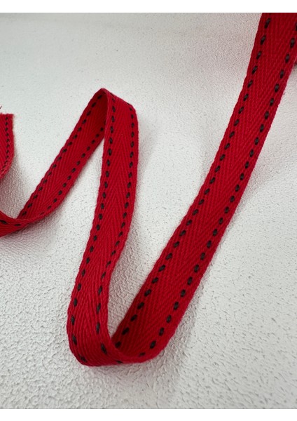 1.5 cm Çizgili Balıksırtı Şerit-5 Metre-Kırmızı