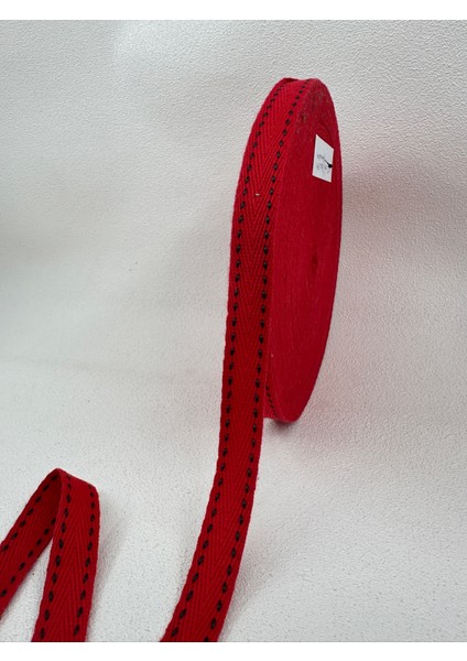 1.5 cm Çizgili Balıksırtı Şerit-5 Metre-Kırmızı