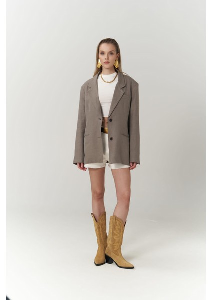 Brenna Füme Keten Blazer
