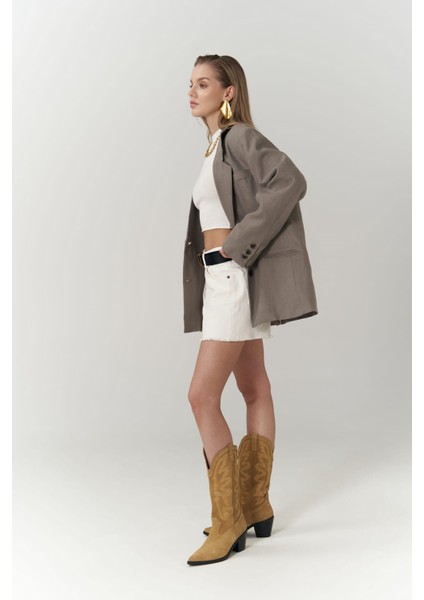 Brenna Füme Keten Blazer