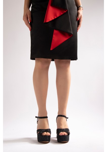 Camelia Kadın Abiye Platform Topuklu Ayakkabı Siyah Taşlı modelleri