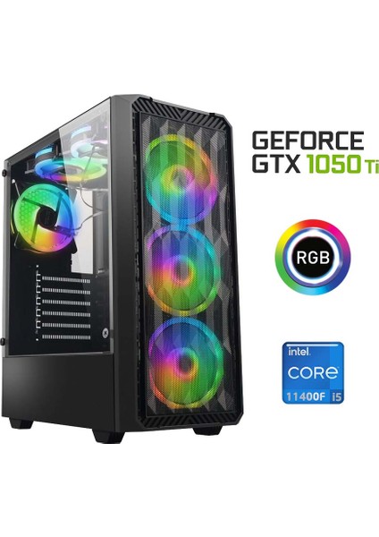 XSR549 I5 11400F 16GB Ram 256GB M.2 Nvme SSD 4gb GTX1050 Ti Ekran Kartı Oyun Bilgisayarı