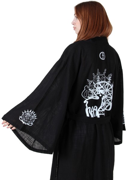 Ispanyol Kol Geyikli Hitit Güneş Kursu Baskılı Kimono fiyatları